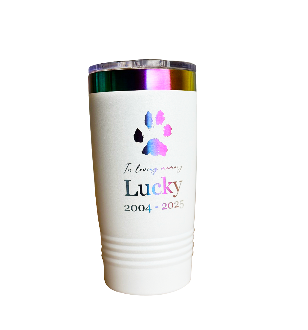 20 oz Laser Engraved Prism Travel Mug